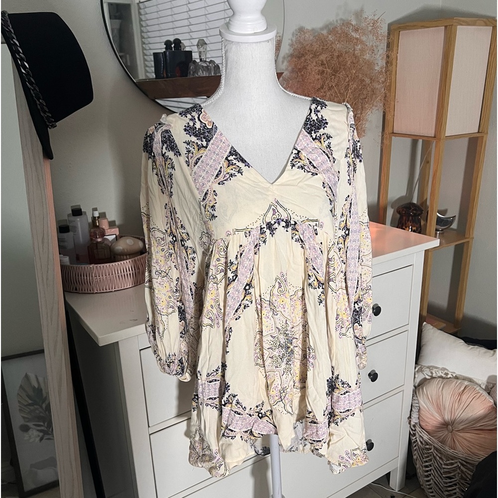 Free People Long Sleeve Cream Tunic